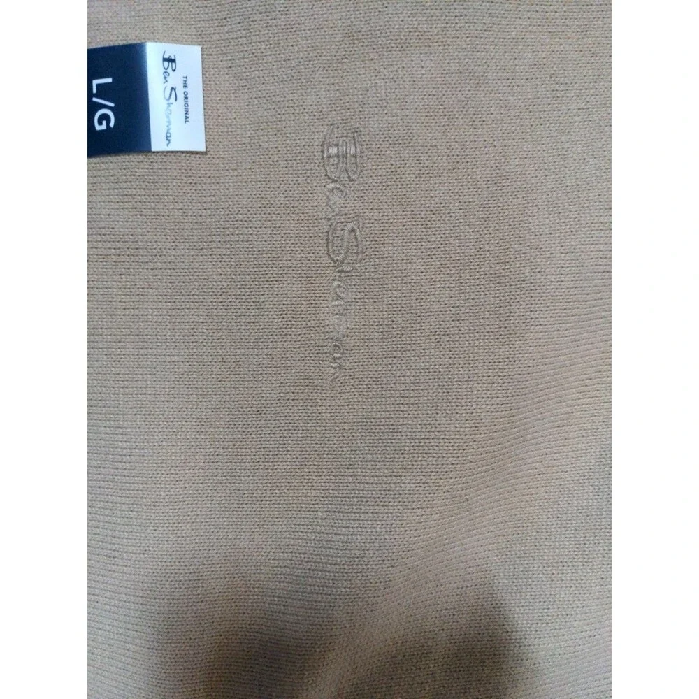 New Ben Sherman L/S Jersey Stitch Polo Shirt Spice Tan Mens Size L Recycled NWT - Picture 4 of 10